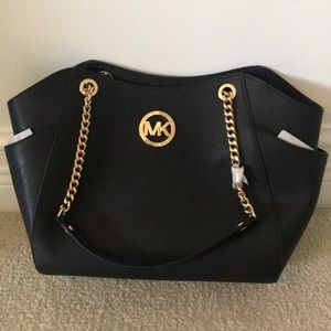 Michael Kors Black Large Chain Shoulder Tote